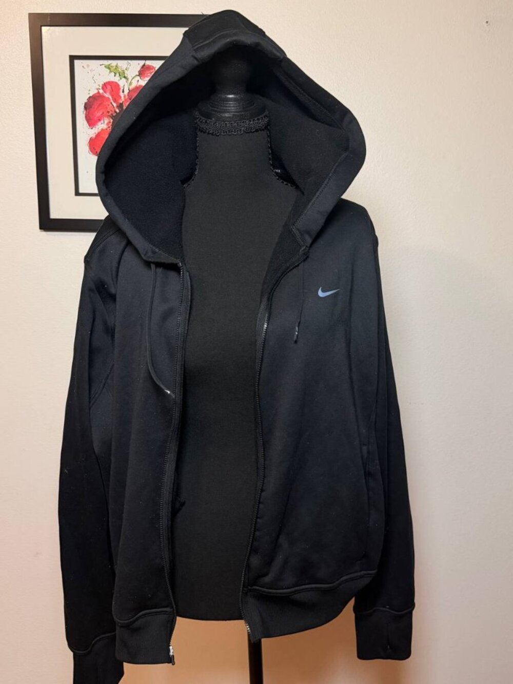 Nike Therma-Fit Fleece Lined Hoodie Black Zip Up Streetwear XXL